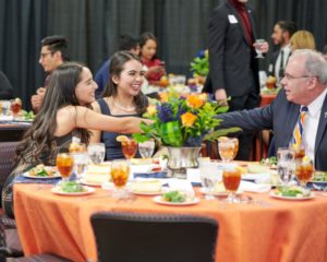 A group of Terry Scholars pose for a picture at the annual Terry Banquet event on-campus.