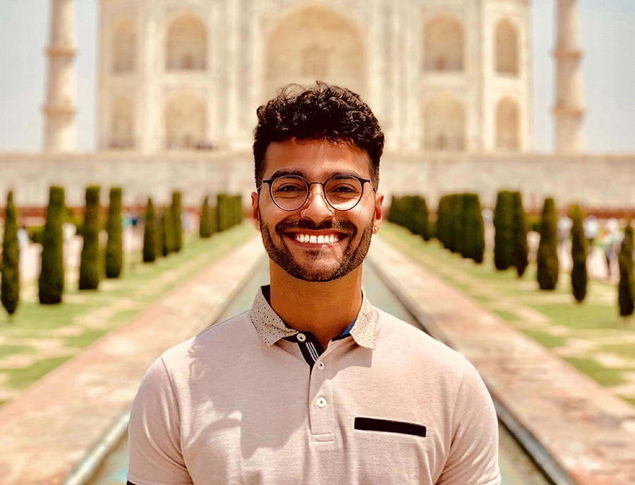 Person in front of Taj Mahal