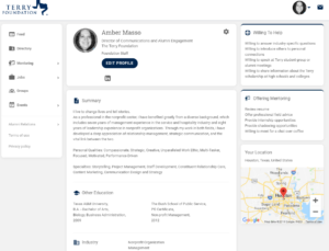 Example Terry Connect Profile Page